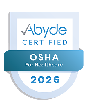 Abyde Certified OSHA for Healthcare 2026 Badge